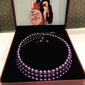 Vintage style purple pearl necklace and earrings